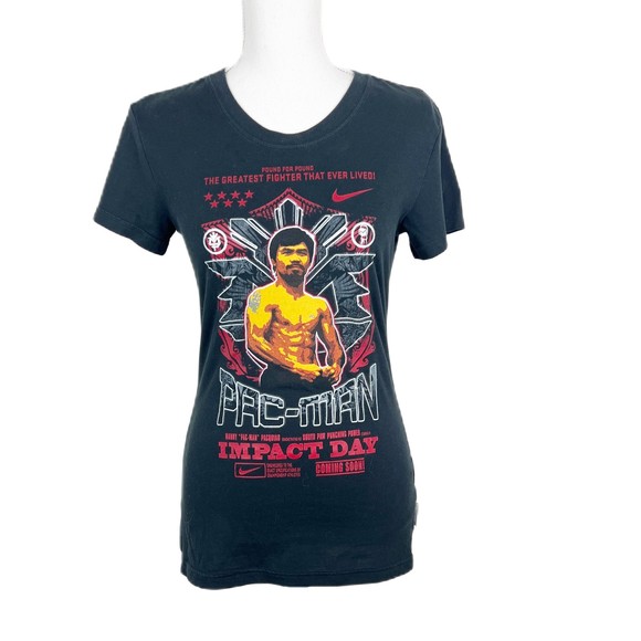 Nike Shirt Women Small Black Manny Pacquiao Pacman Dri-Fit Cotton Tee Activewear - Picture 1 of 13